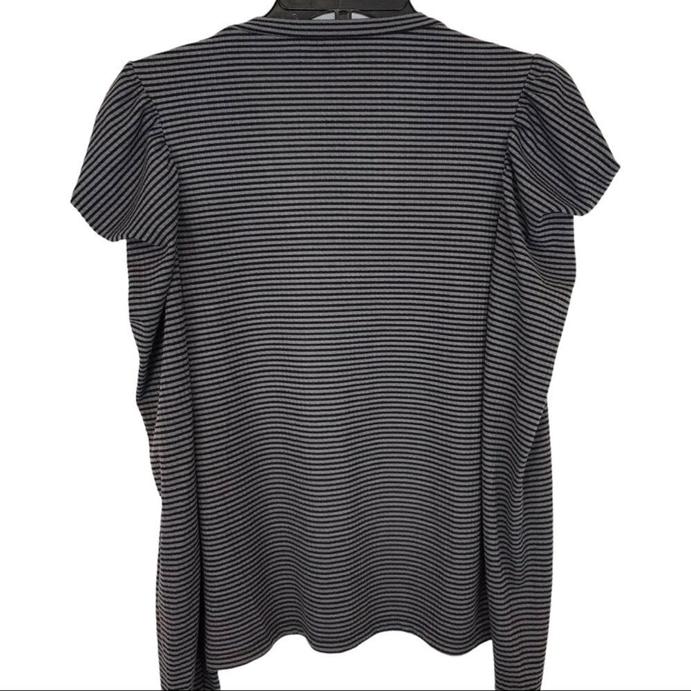 NWT ELLA MOSS Drape Puff Long Sleeve Gray Black Stripe Sz L - Picture 8 of 9